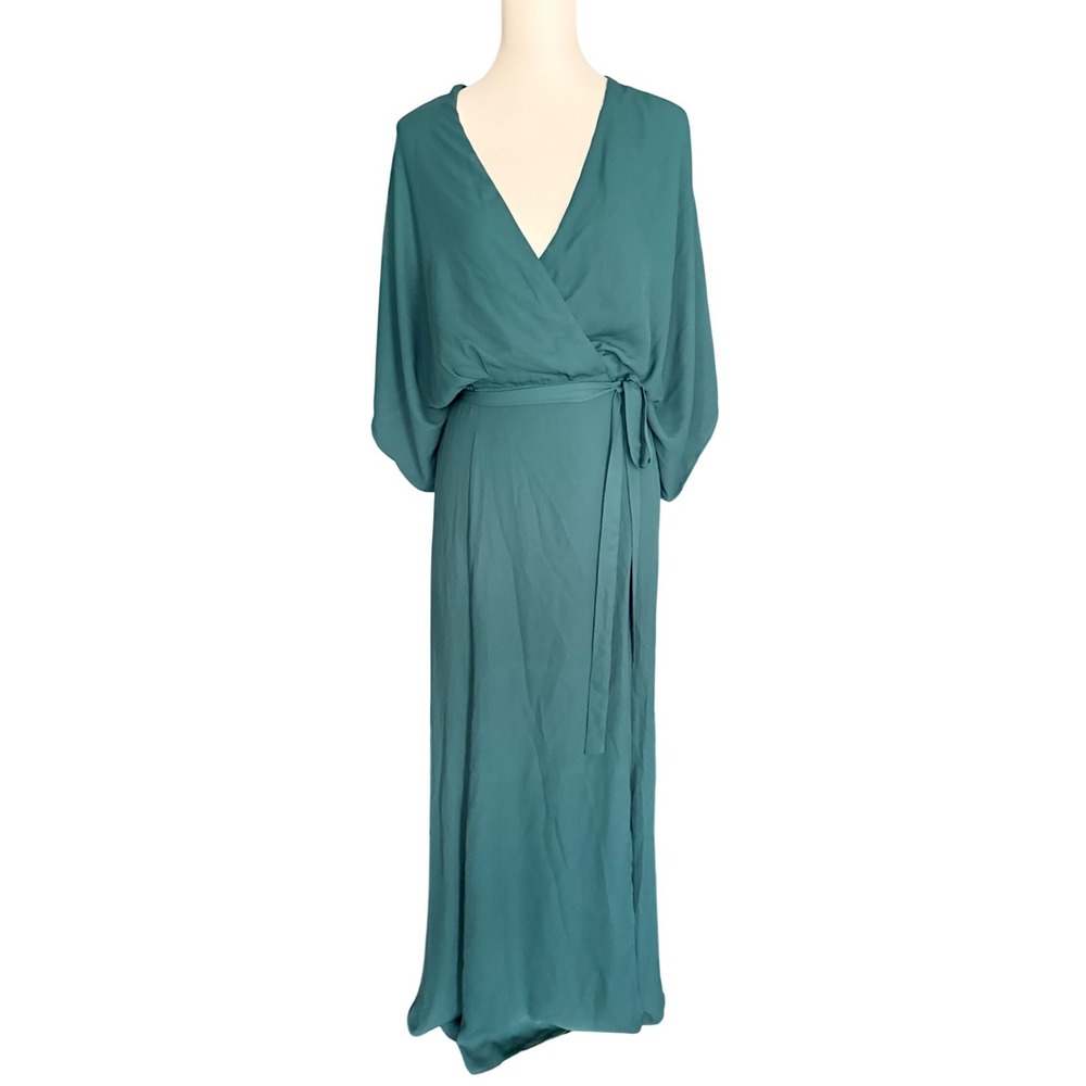 Baltic Born Katya Maxi Dress Dark Green Kimono Sleeve Wrap Gown 3XL RD4057‎